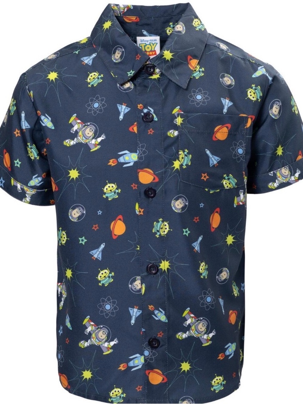 Boys Disney Pixar Toy Story Buzz Lightyear Space Button-Up Shirt 5T
